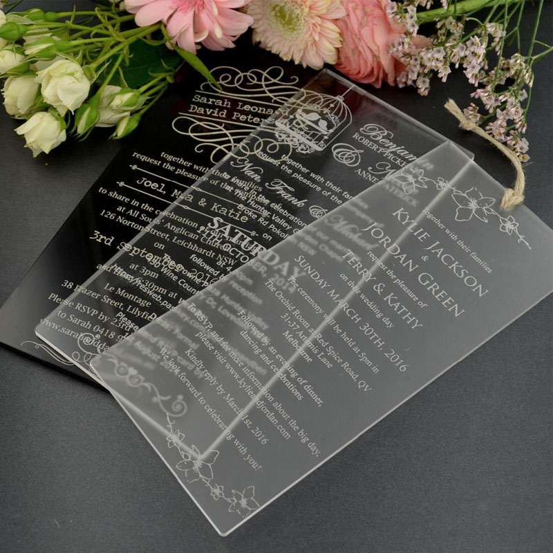 Wholesale acrylic wedding invitations, clear acrylic invitations supplier
