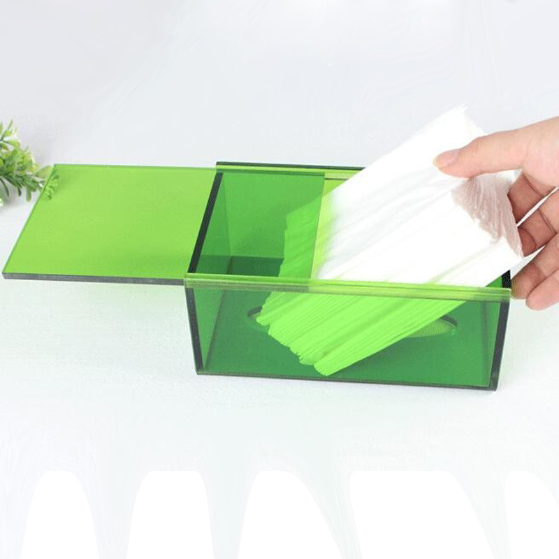 Green acrylic tissue box factory, custom acrylic home napkin box