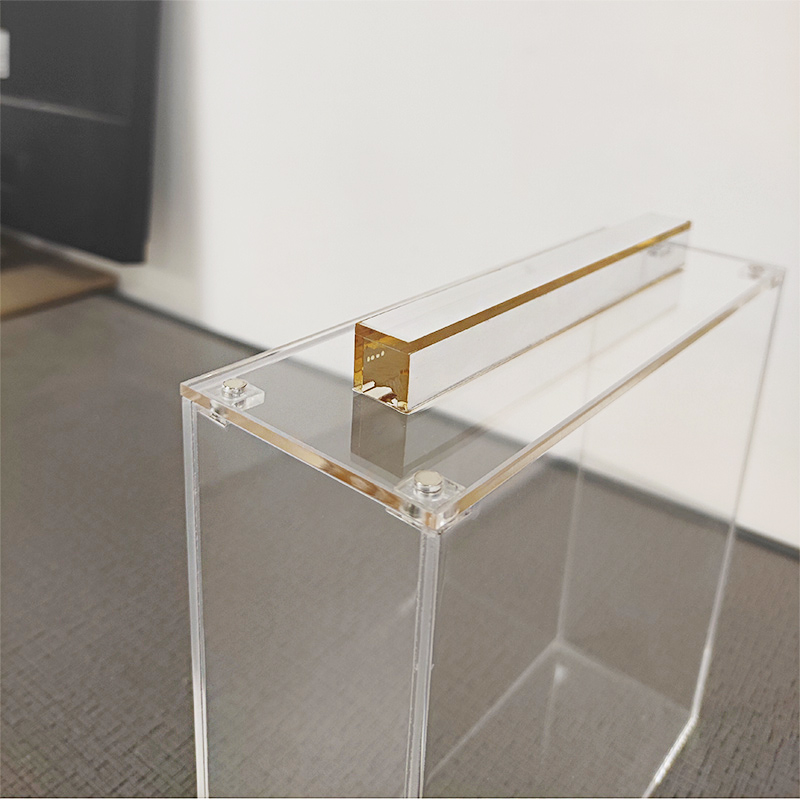 Lucite matzah box with magnet lid, gold acrylic matzah box