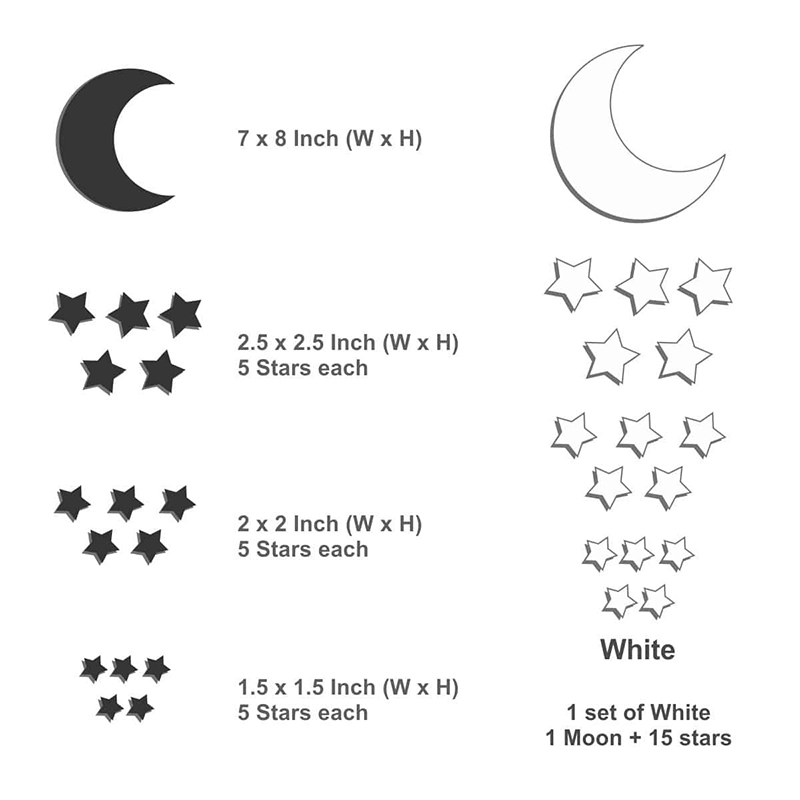 Moon and star acrylic stickers, gold acrylic wall sticker