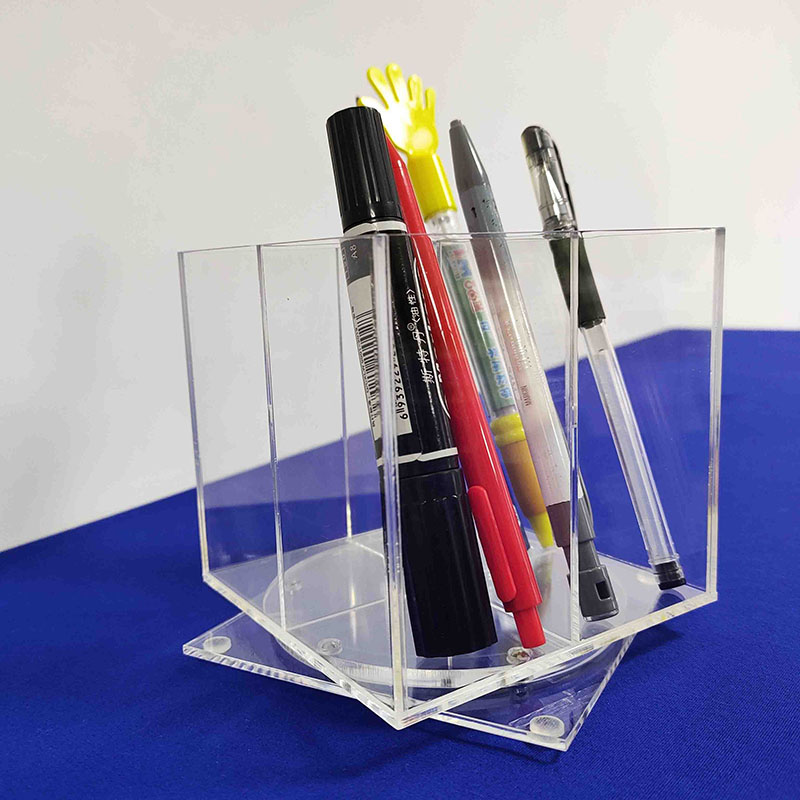 Rotatable acrylic pen holder, clear acrylic spinner pen holder