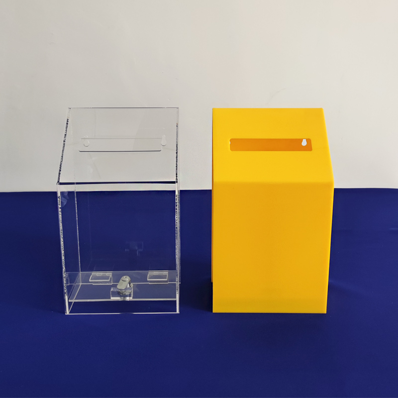 Tall acrylic ballot box, wholesale plexiglass donation box with lock