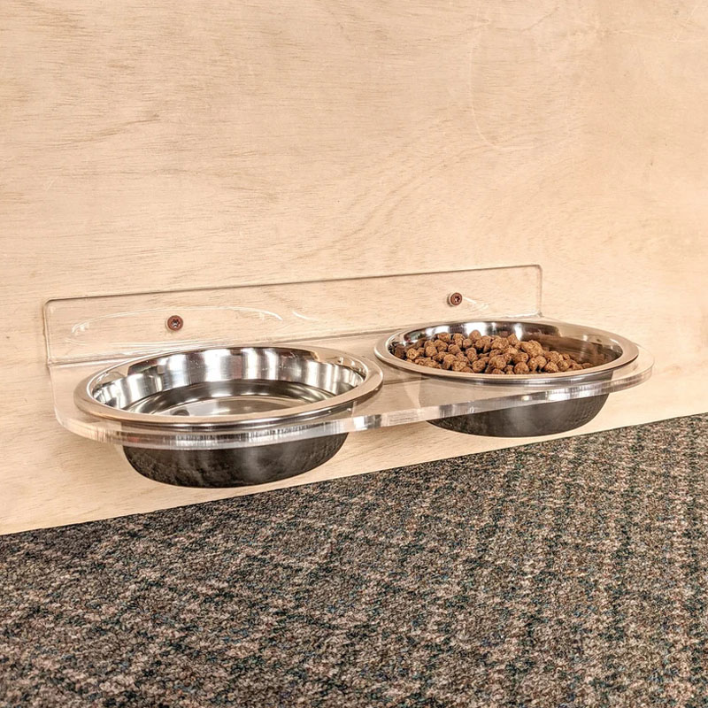 Custom acrylic pet bowl stand, wall acrylic pet feeder