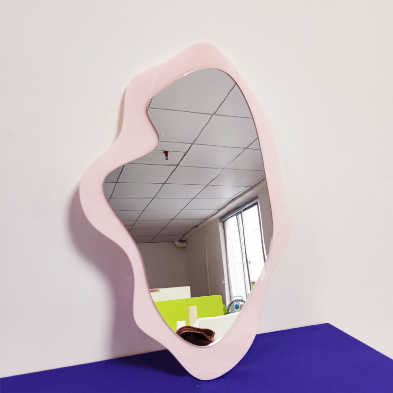 Wall acrylic mirror, pink lucite mirror