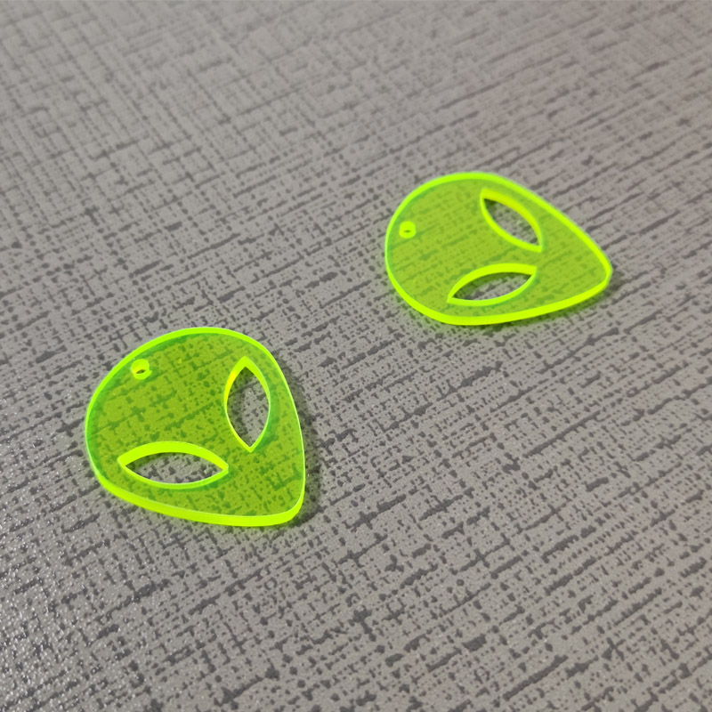 Alien shaped acrylic earrings, custom lucite earring