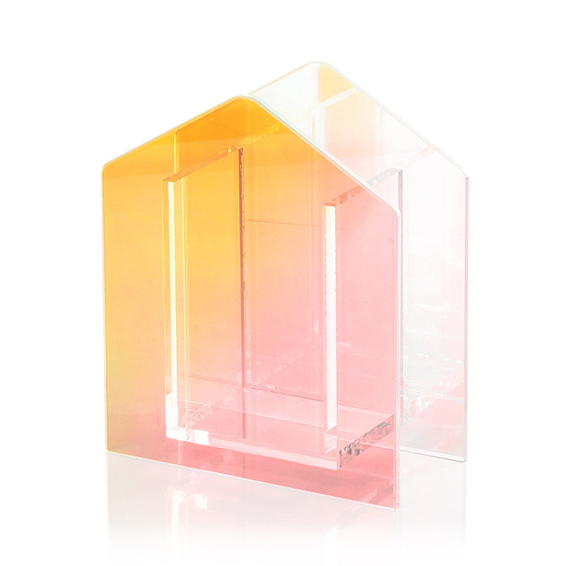 Iridescent acrylic vase, modern plexiglass vase