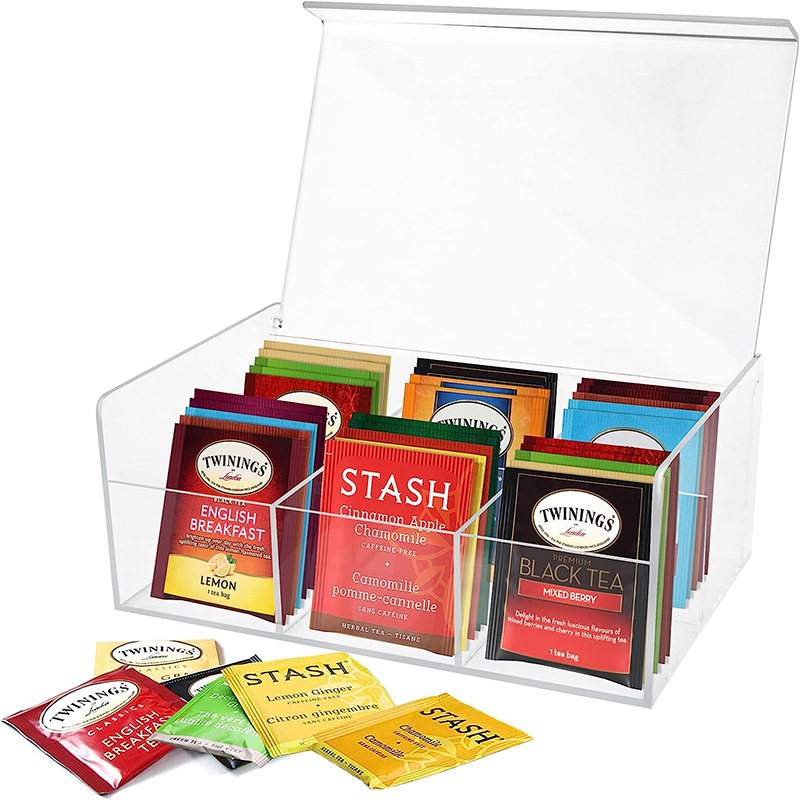 Custom acrylic tea bag box, lucite tea bags organizer
