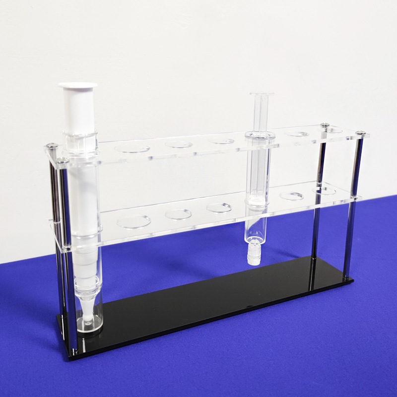 Stable acrylic syringe holder, 7 slot lucite syringe rack