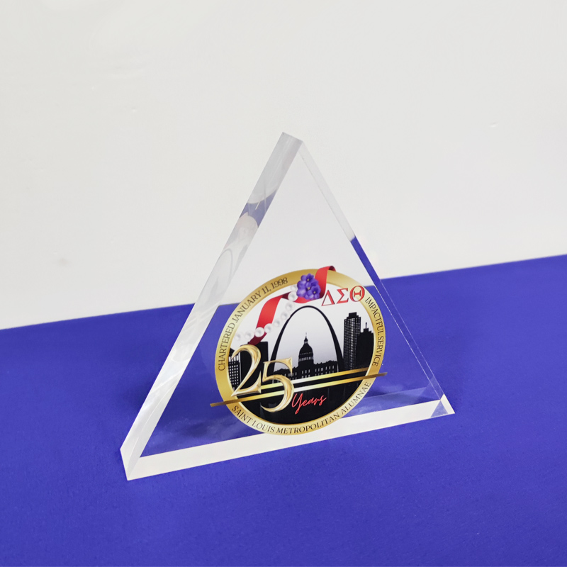 Triangle acrylic paperweight, custom acrylic paper weight