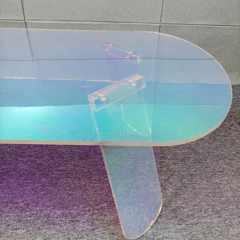 stunning iridescent acrylic coffee table