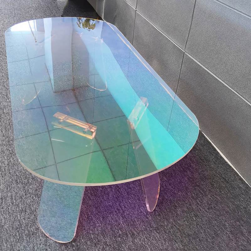 stunning iridescent acrylic coffee table