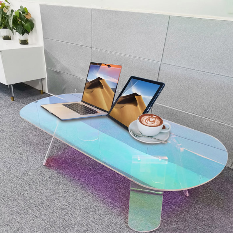 stunning iridescent acrylic coffee table