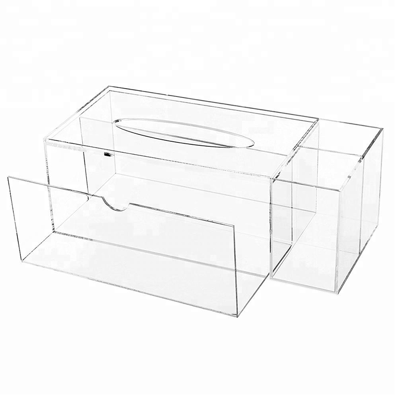 Multi compartment acrylic napkin box, deluxe lucite napkin dispenser