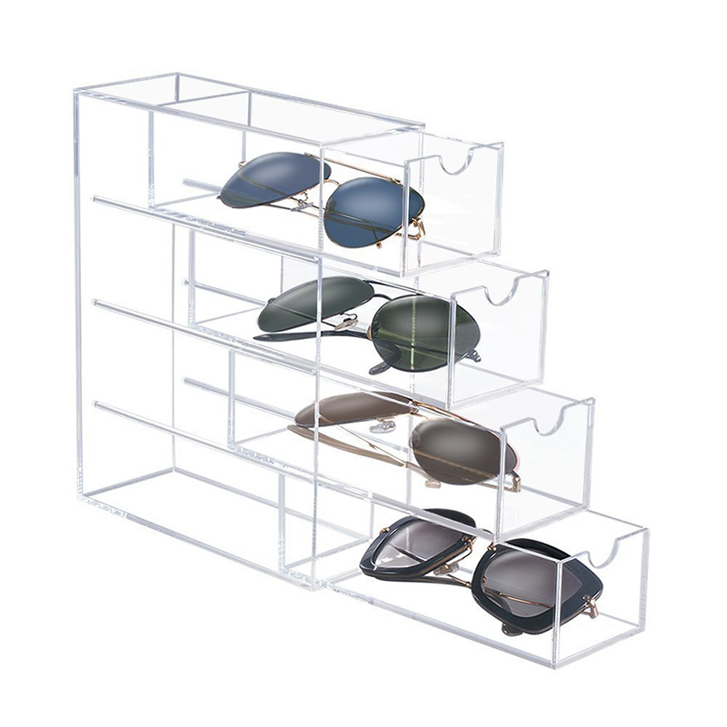4 tiers acrylic sunglasses organize drawer, supply premium lucite sunglasses box