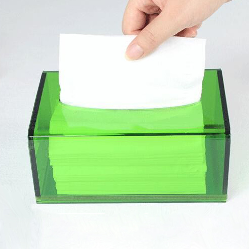 Green acrylic tissue box factory, custom acrylic home napkin box
