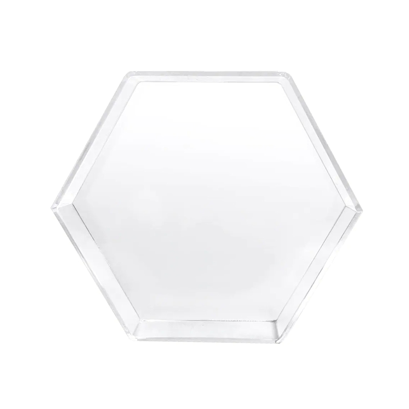 Hexagon acrylic tray supplier, lucite display tray