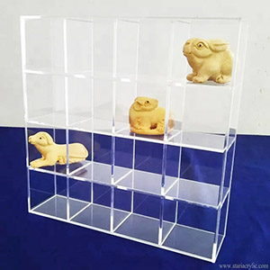16 compartments acrylic figure display, lucite collectible shelf factory