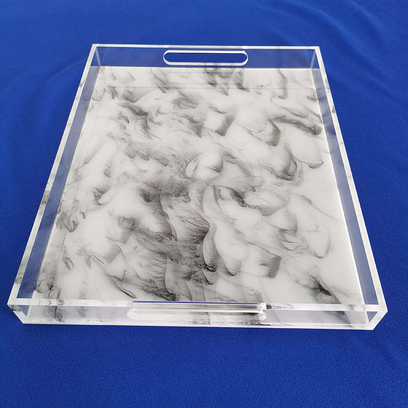 Ink painting style acrylic tray, factory acrylic serving tray