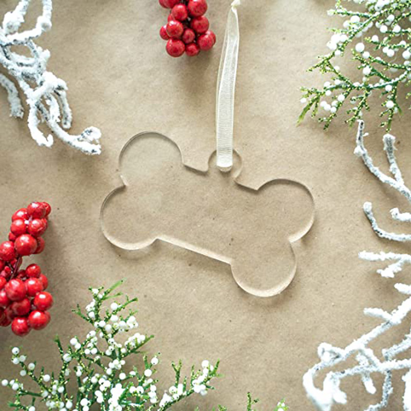 Supply bone shaped acrylic Christmas decor, hanging lucite ornament