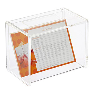 wholesale acrylic recipe box, clear lucite card box