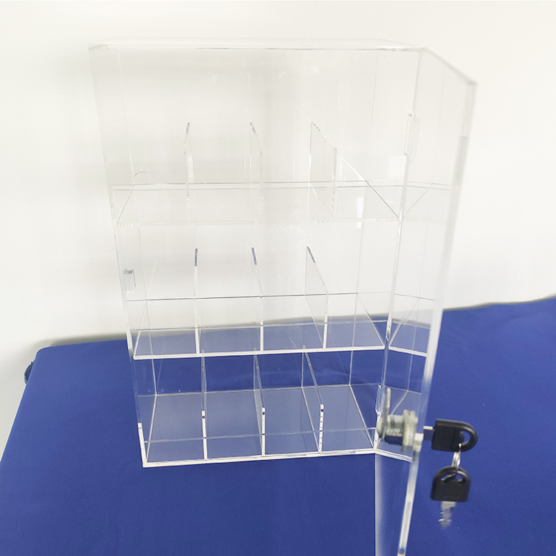 Clear acrylic shelf with lock, wholesale lucite cabinet with lock