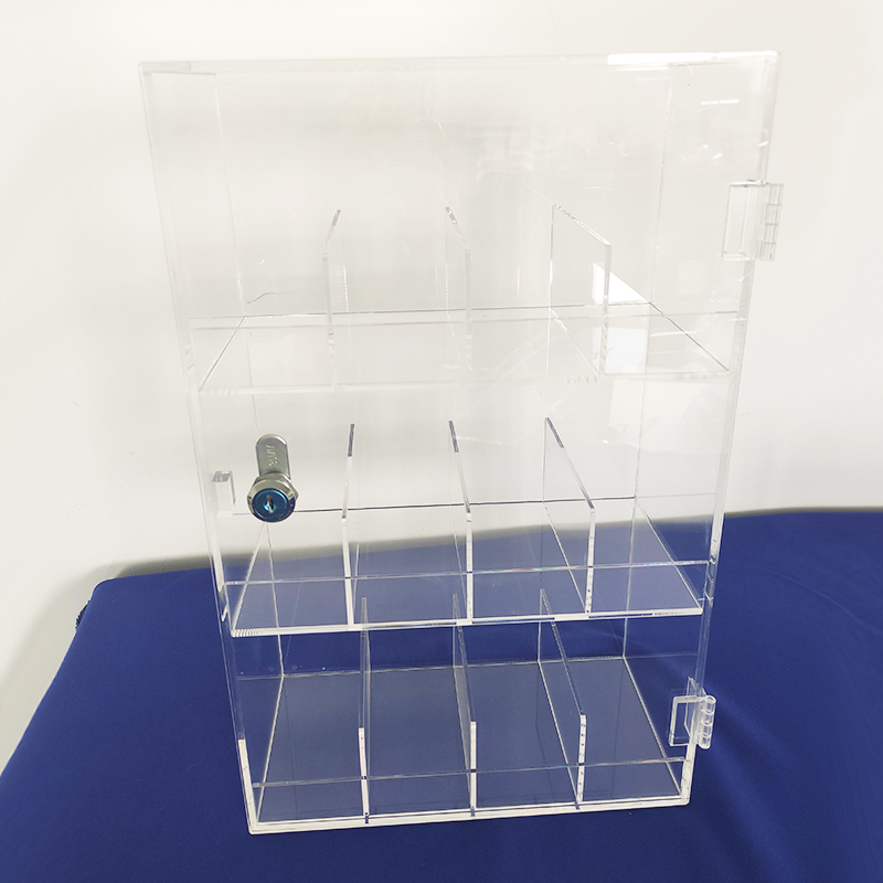 Clear acrylic shelf with lock, wholesale lucite cabinet with lock