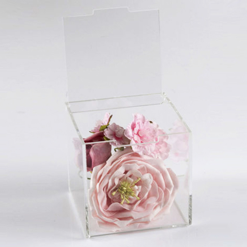 Clear acrylic rose cube, lucite rose box factory