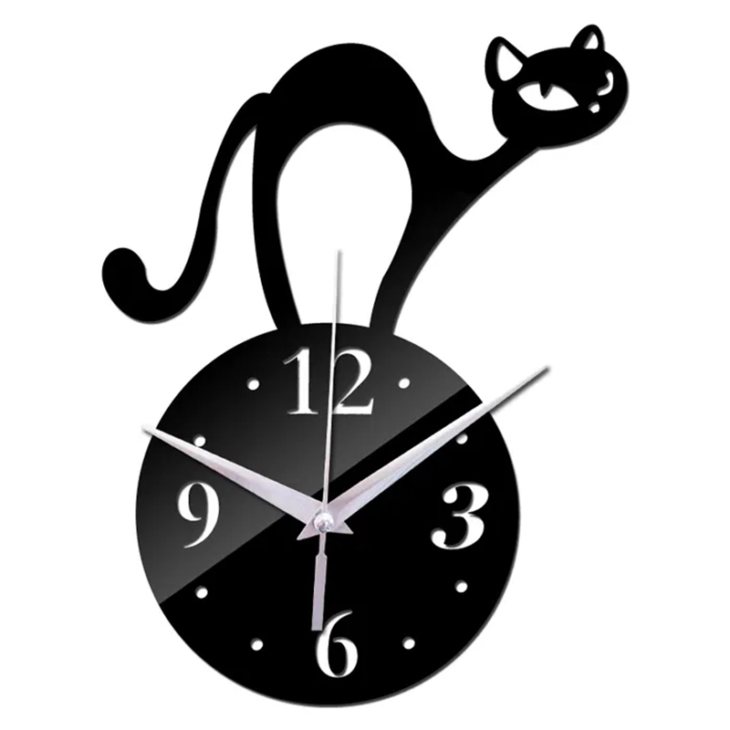 Acrylic cat shaped clock, wholesale acrylic wall clock