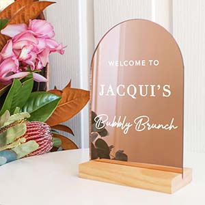 rose gold acrylic sign holder, acrylic arch sign supplier