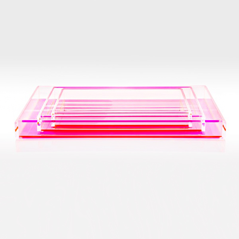 Pink acrylic tray factory, wholesale acrylic storage tray