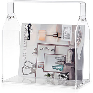 supply acrylic magazine rack with handle, custom lucite magazine holder