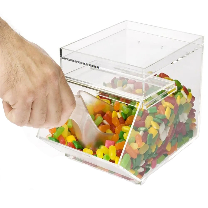 Sliding door perspex sweet box wholesaler, custom acrylic candy holder