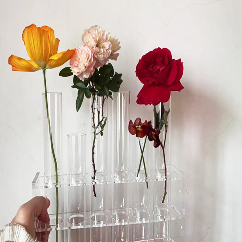 Supply acrylic flower vase holder, wholesale lucite tube vase holder