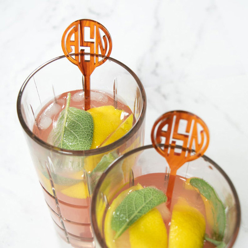 Laser cut acrylic drink stirrer, custom perspex cocktail stirring