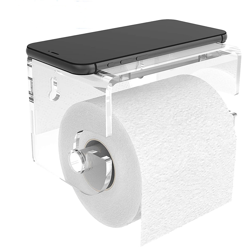 Wallmount acrylic paper holder, custom lucite tissue rack for toilet