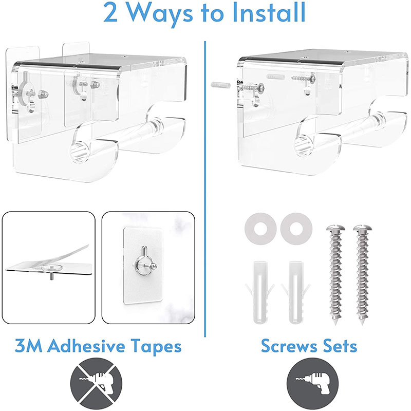 Wallmount acrylic paper holder, custom lucite tissue rack for toilet