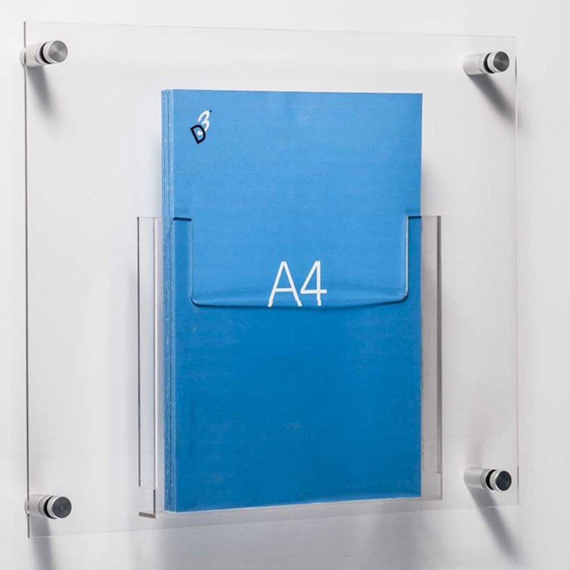 Supply wall acrylic brochure holder, custom wall lucite brochure 