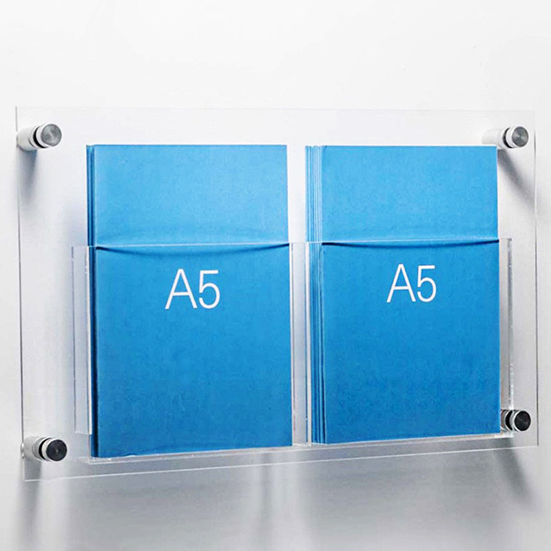 Supply wall acrylic brochure holder, custom wall lucite brochure 