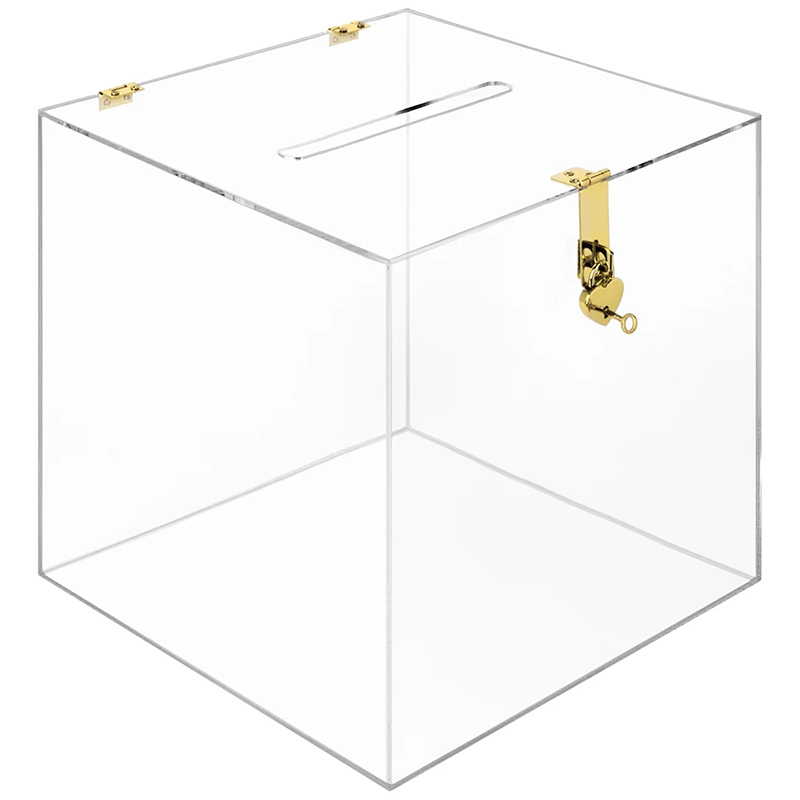 Gold buckle acrylic box company, custom acrylic wedding box