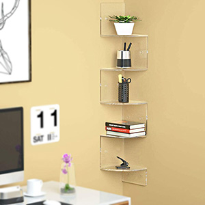 assembly acrylic corner shelf, wholesale lucite wall shelf
