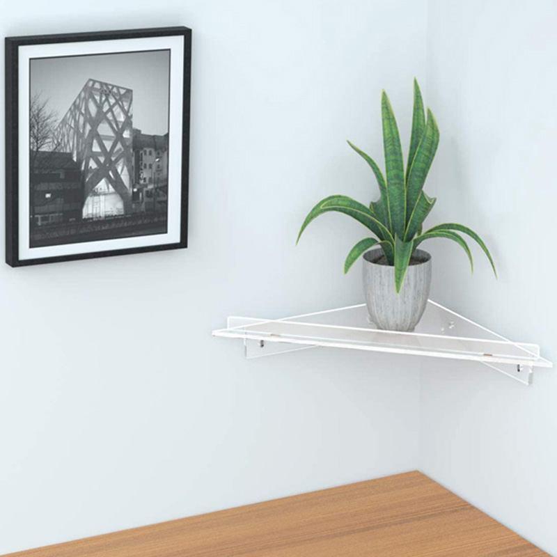 Acrylic corner shelf manufacturer, custom lucite shelf supplier