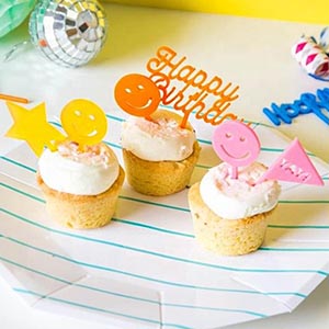 cute acrylic cupcake topper wholesaler, custom lucite cupcake topper