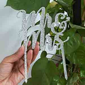 wholesale silver acrylic cake topper, hot sale lucite cake topper