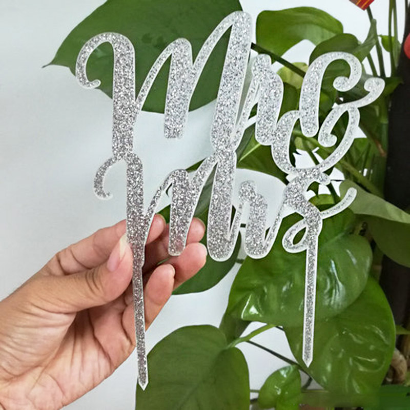 Wholesale silver acrylic cake topper, hot sale lucite cake topper