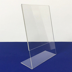 wholesale acrylic sign stand, slant back lucite sign supplier