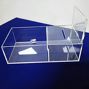 acrylic donation box manufacturer, supply lucite lockable box