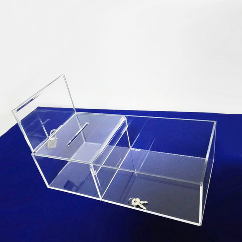 Acrylic donation box manufacturer, supply lucite lockable box