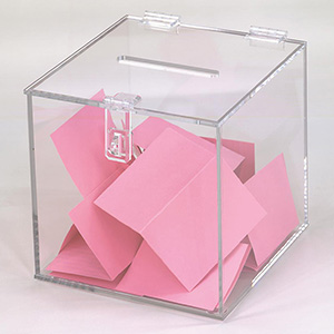 lockable acrylic card box, bulk lucite card box