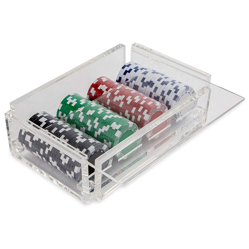 Acrylic poker chips box factory, custom lucite poker chips storage