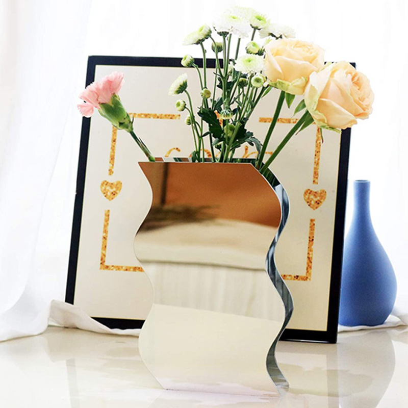 Modern mirrored acrylic vase company, custom mirror perspex vase